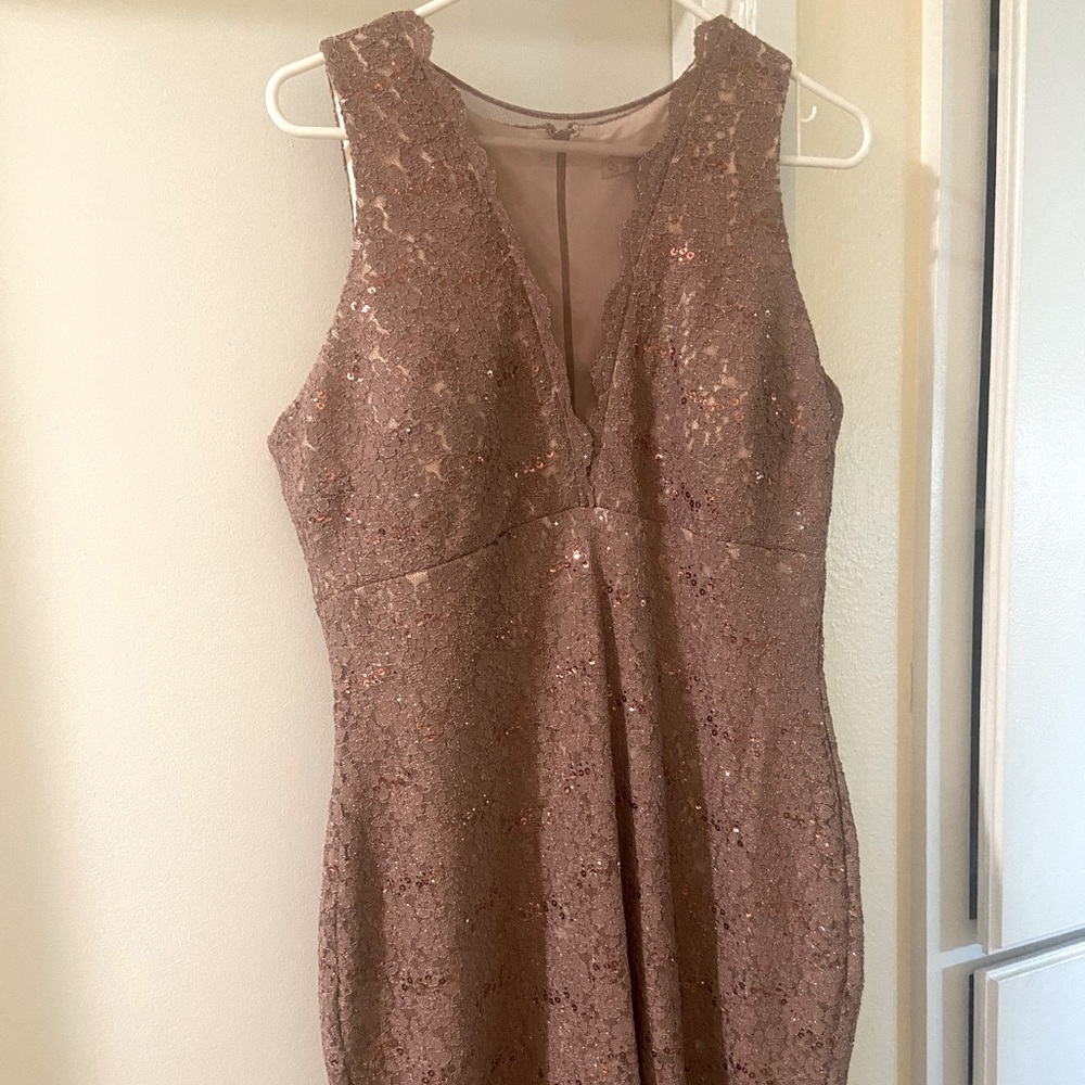 Gold cocktail dress - size 16 Petite